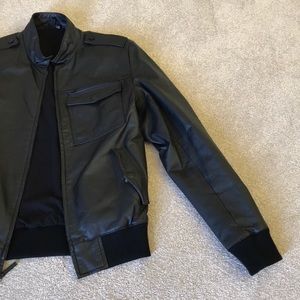NIXON Fuzz Leather Moto Jacket Black Lined Medium